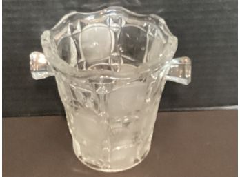 Vintage Round Pressed Glass Champagne/Wine Cooler Bucket Tab Handles
