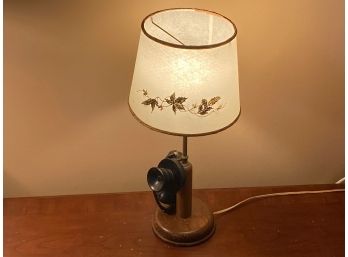 Vintage Candle Stick Phone Lamp Gold Leaf Shade