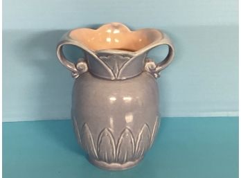 Vintage Red Wing Pottery Pink And Blue 7 1/2 Inch Vase