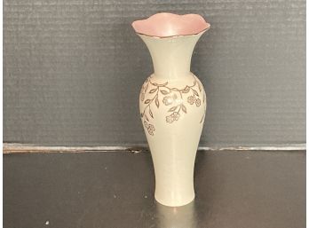 Lenox Gift Of Knowledge Breast Cancer  Fluted Bud Vase - Pink Interior (9 Inches Tall0