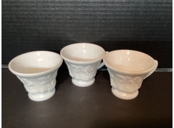 Vintage Set Of Three (3) Colony White Milk Glass Harvest Footed Punch Cup