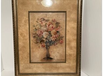 Vintage Framed And Signed Marilyn Hageman Vased Floral Artwork