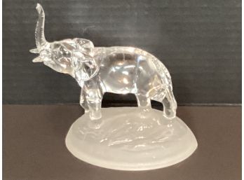 Vintage Crystal D'Arques Elephant On Frosted Base