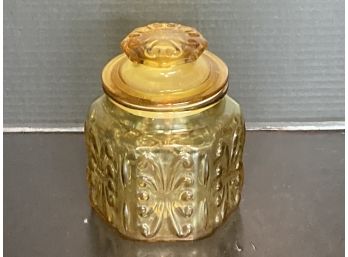 Vintage L.E. Smith Lidded Amber Honey Glass Apothecary Jar