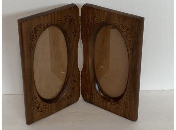 Vintage Wooden Double Picture Frame