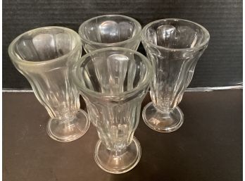 Vintage 1950's Soda Fountain/Ice Cream Parlor Footed Glasses Set Of  Four  (4)