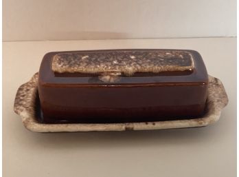 Vintage Hull Pottery USA Drip Glaze  Covered Butter Dish 7.3/4 Inches In Length