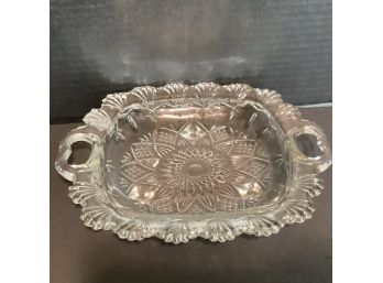 Vintage Pressed Glass Footed Serving Dish