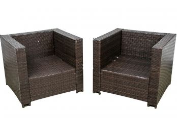Pair Of Outdoor Square Rattan Seats