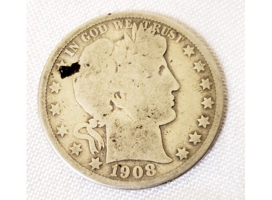 1908 US Silver Half Dollar Coin (Lot K)