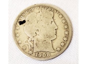 1908 US Silver Half Dollar Coin (Lot K)