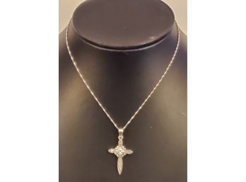 Ladies Sterling Silver 925 Marcasite Crucifix On Chain