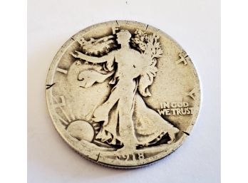 1918 US Walking Liberty Half Dollar Silver Coin