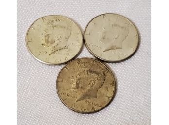 Three Vintage 1964 US Kennedy Half Dollar Coins - Lot D