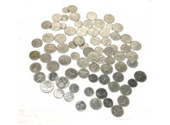 Assorted Canadian Coins From Many Decades- 5- 10 And 25 Cent Piece
