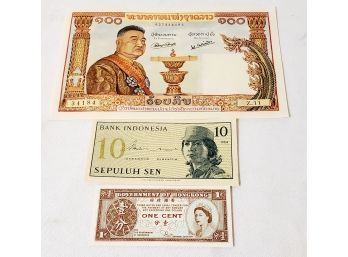 Foreign Banknotes From Laos, Indonesia & Laos