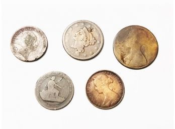 Coins- 1840- 1870 Sweden- USA- Spain- Nova Scotia & Unknown