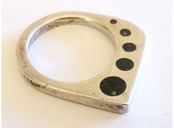 Vintage Sterling Silver & Stone Men's Contemporary Styled Dot Ring