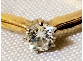 Vintage Ladies 14k Yellow Gold & Diamond Solitaire Ring - Size 6.25 With .33 Carat Diamond
