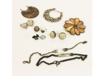 Gemstones And Random Jewelry Lot With Sterling Locket