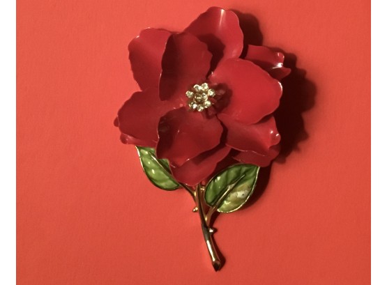 Vintage Trifari Large Enamel Flower Pin
