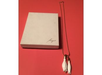 Vintage Biagi Enamel Necklace With Original Box