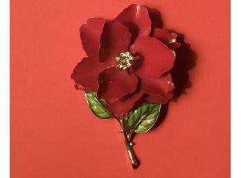 Vintage Trifari Large Enamel Flower Pin