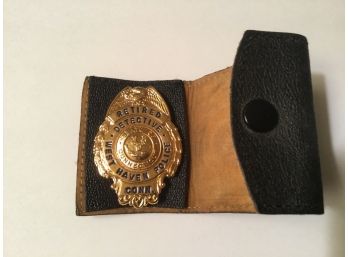 Retired Detective New Haven, Ct Badge In Black Leather Case