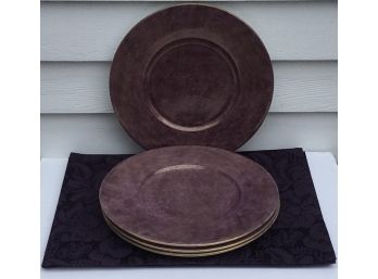 Vintage Italian 4 Gumps Amethyst Chargers & 4 Placemats
