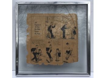 H.C. By Fisher 1919 Mutt & Jeff Cartoon Strip Double Sided Framed In Glass