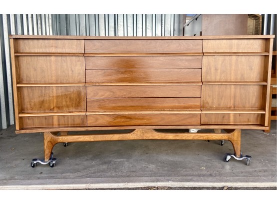 Young Manufacturing Walnut Bow Front Credenza