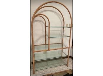1970 Arch Top Rattan And Glass Etagere