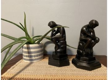 Mid Century Modern Pair Rodin The Thinker Book Ends (metal)