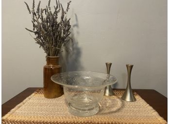 1950 Hand Blown Bubble Seed Glass Bowl