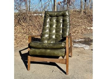 Vintage Green Leather Rocking Chair
