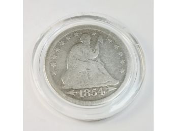 1854 Seated Liberty Silver  Quarter  With Arrows (168 Years Old)