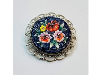 Italian  Vintage Enamel Flower Pin