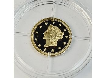Solid Gold 1849 LIBERTY DOLLAR  Replica Coin 14kt Gold 1/2 Gram