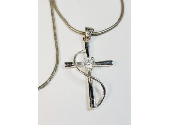 Vintage Sterling Silver Unique Cross Pendant And Necklace