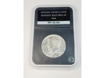 1964 Silver Uncirculated Kennedy Half Dollar (90 Silver) In Slab Case