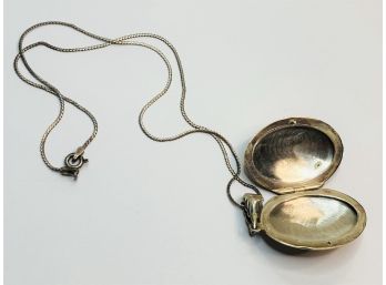 Vintage Sterling Silver Necklace And  Egg Shaped Locket