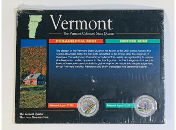 Vermont Colorized State Quarters P And D Mints - With Info/History Card