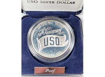 1991 USO  Proof  Silver Dollar