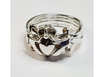 Unique Sterling Silver Claddagh PUZZLE Ring