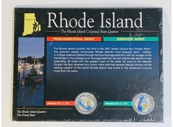 Rhode Island Colorized State Quarters P And D Mints - With Info/History Card