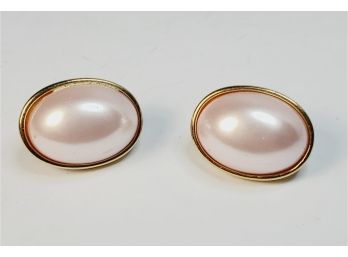 Vintage Pink Gold Tone Earrings