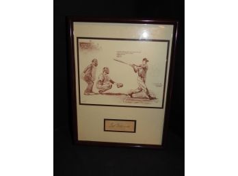 Rare Framed And Matted Signed Ted Williams Bill Gallo Litho 12x18