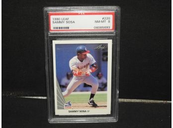 Graded NEAR MINT Sammy Sosa ROOKIE 1990 Leaf Baseball Card