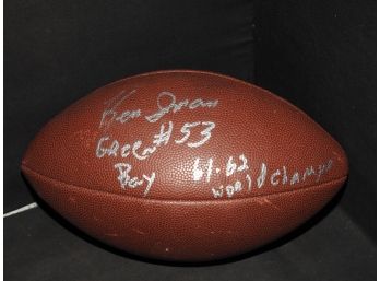 Signed Ken Iman 1961 62 Green Bay Packers Champions  Full Size Football