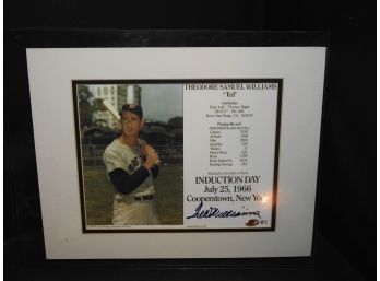 Signed Ted Williams HOF Induction Matted Photo With COA